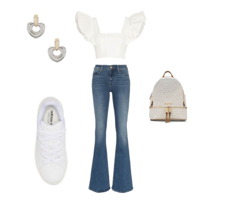 Flared jeans outfit idea