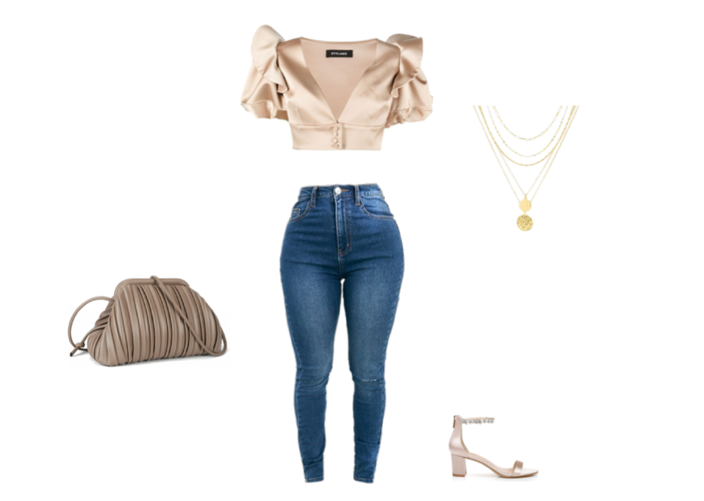 Outfit for pear-shaped body featuring skinny jeans
