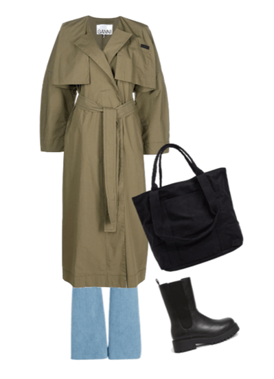 A raincoat look for women with rectangle shaped bodies