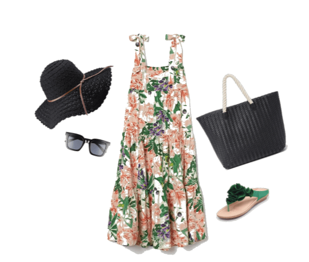 Floral dress outfit idea for vacation for women over fifty