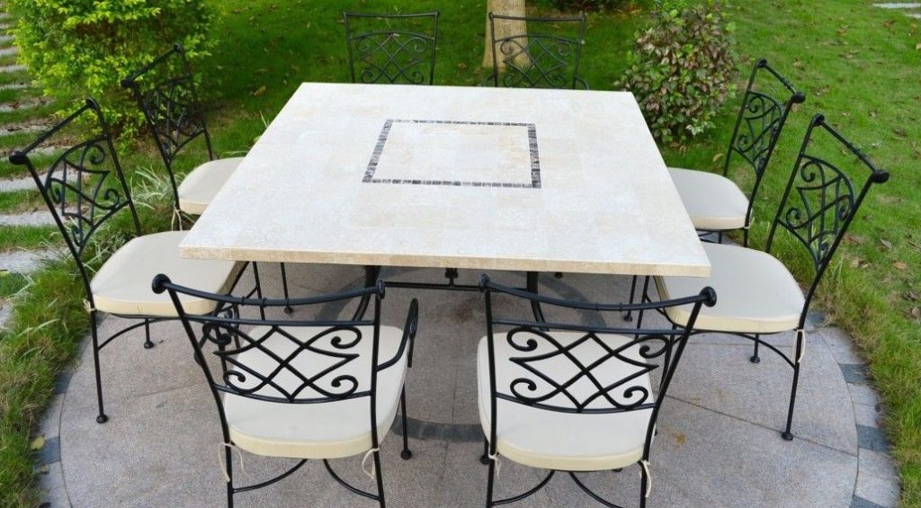 Farmhouse marble tile outdoor table example