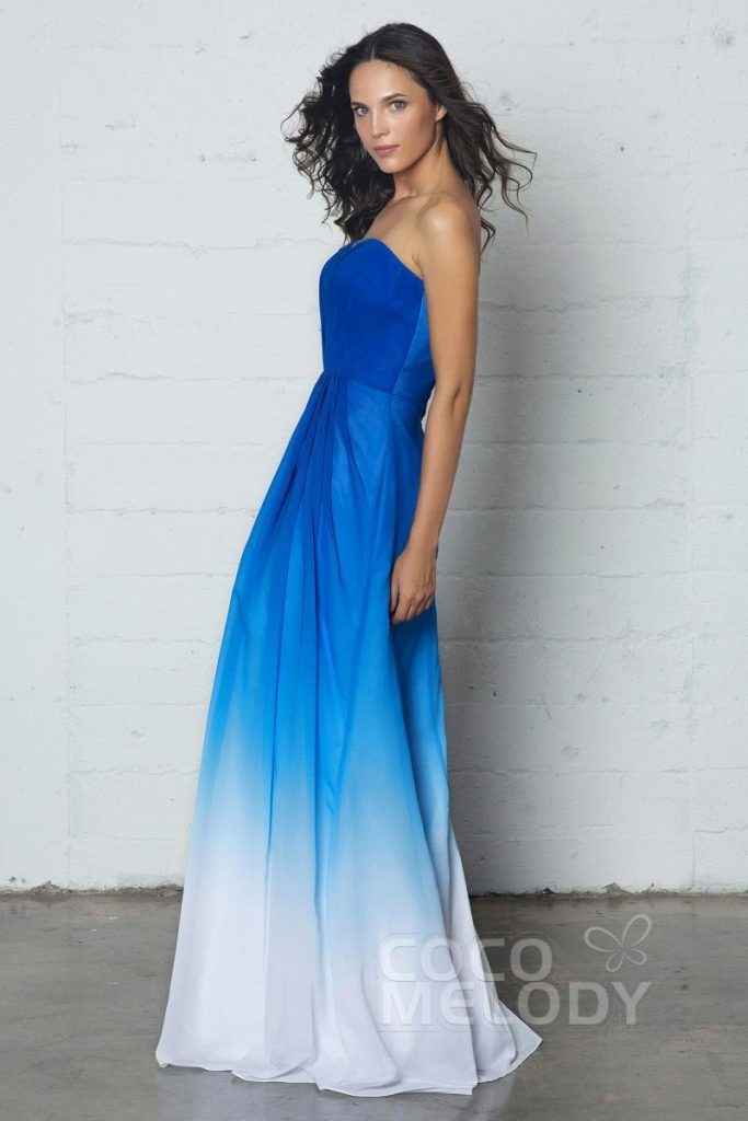 Silk blue ombre wedding dress
