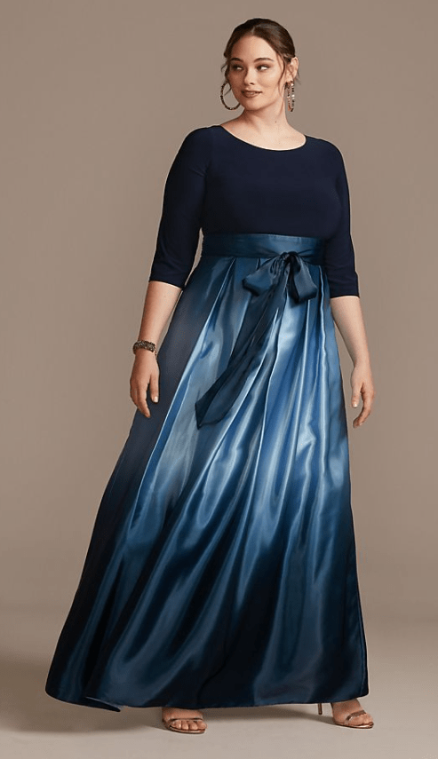 Dark blue ombre wedding dress with 3.4 sleeve top