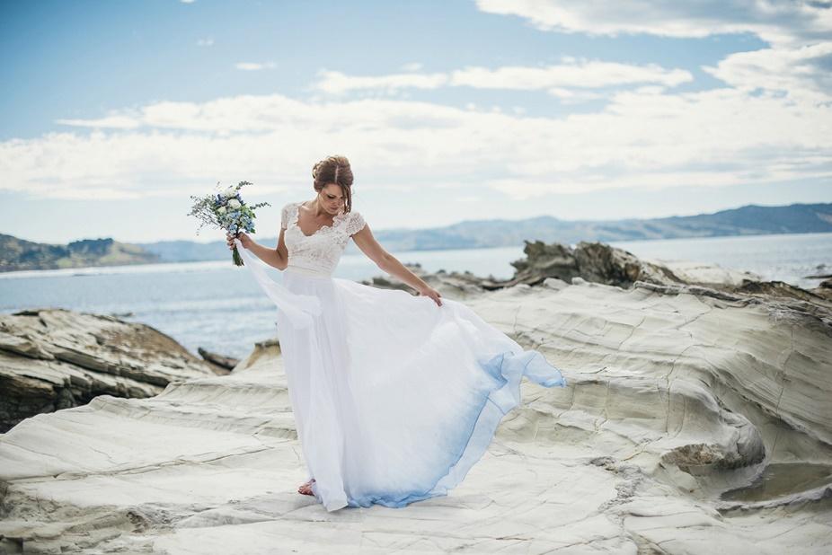 Beach blue ombre wedding dress