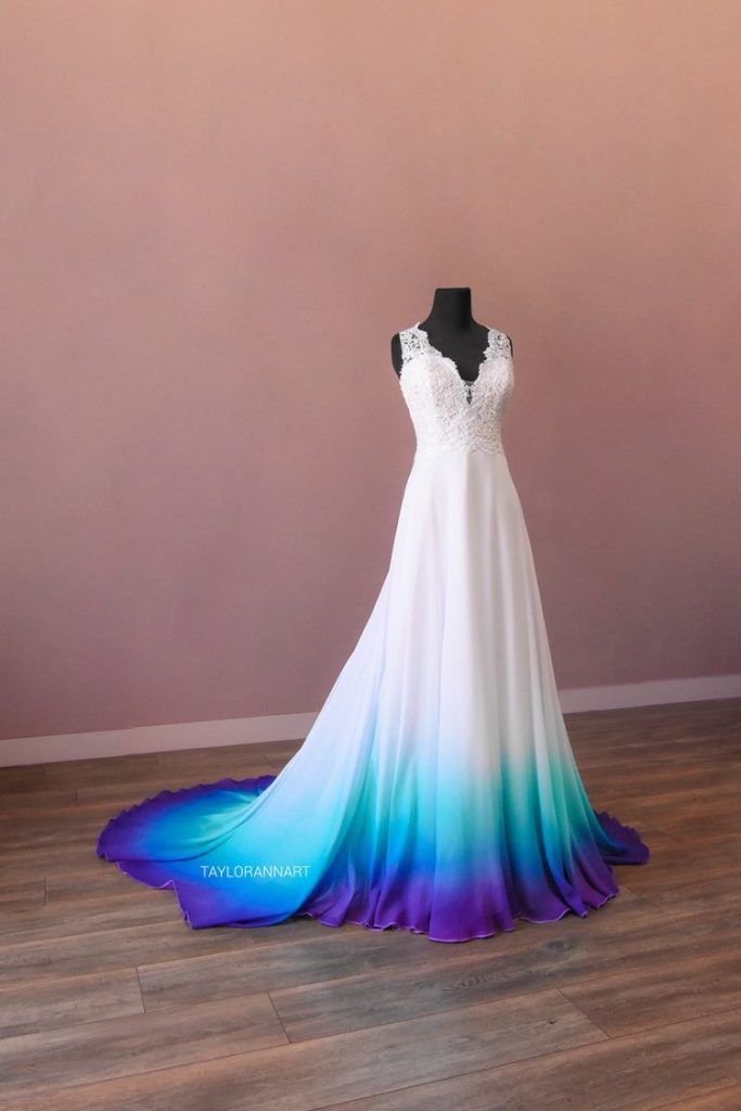 Ombre tealt bluetpurple wedding dress