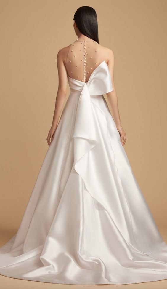 JLM Couture Alison Webb A-Line wedding dress with a bow
