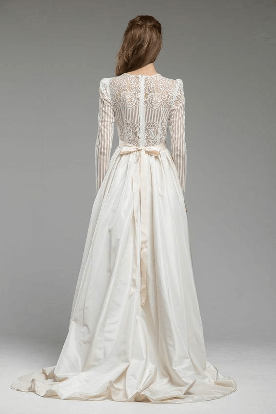 Vintage lace wedding dress with a gown