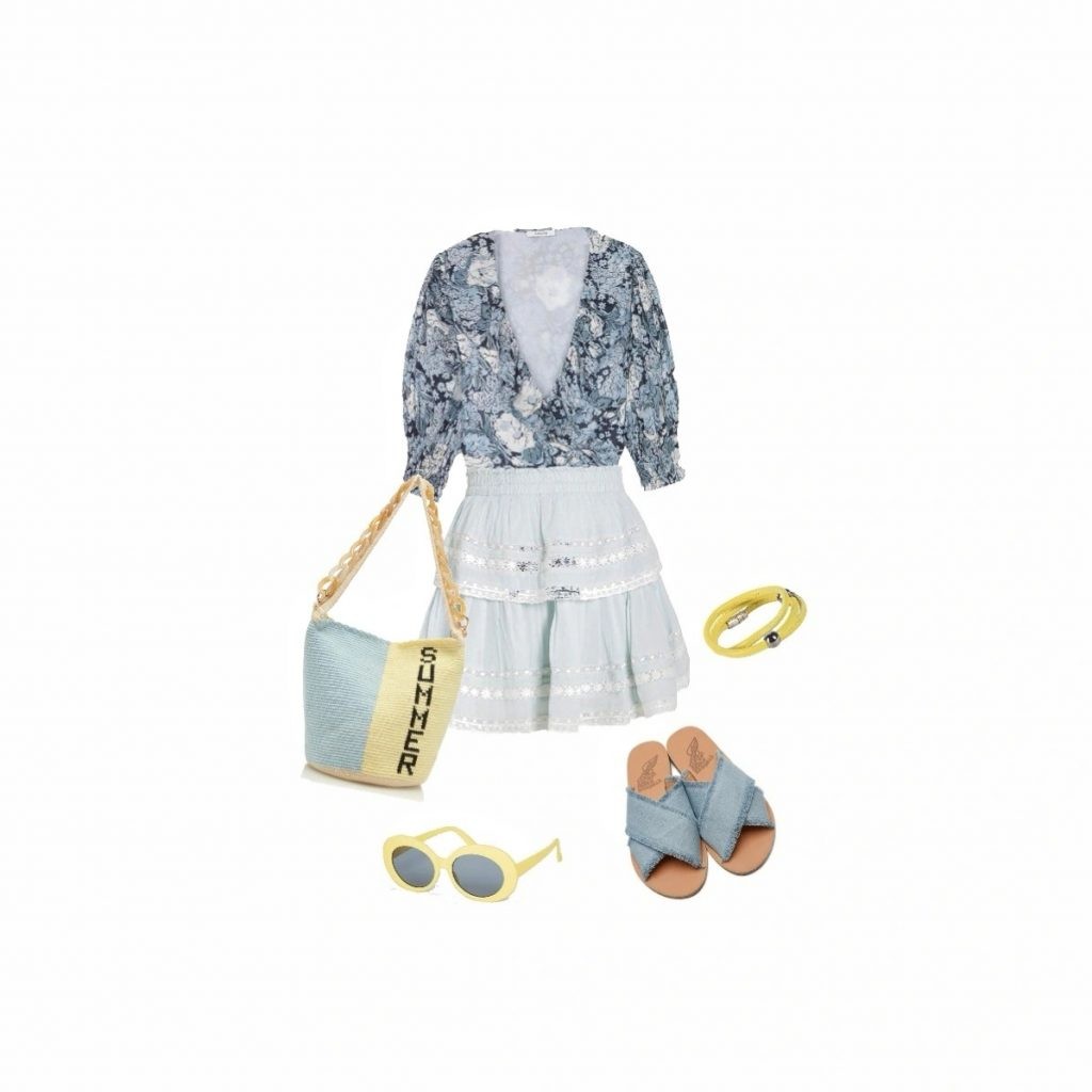 Box-pleated skirt outfit idea for inverted triangle body
