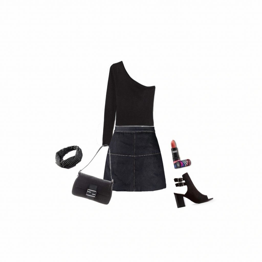 Jean skirt outfit idea for inverted triangle body