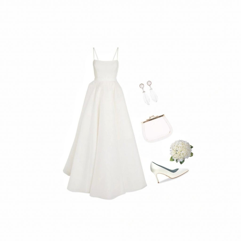 A-line wedding dress outfit idea for inverted triangle body