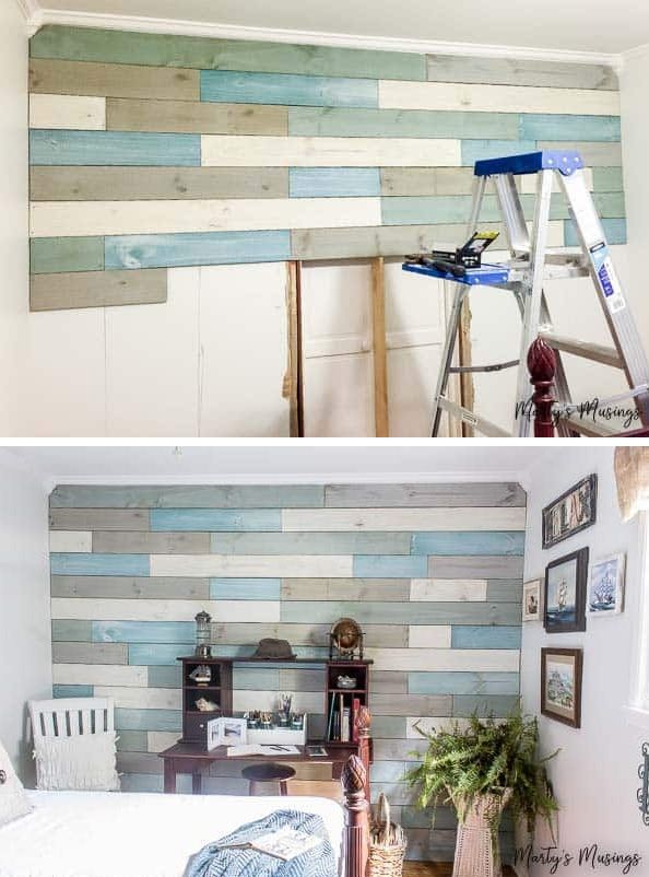 Painted wooden walls shiplap alternative example