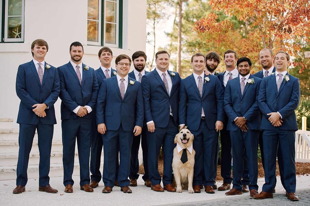 Dog among groomsmen picture Pinterest