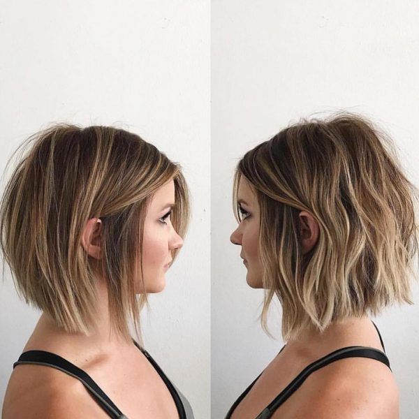 Bob cut hairstyle for pear-shaped face