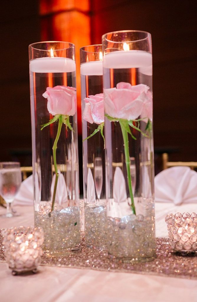 Floating candle holders wedding gazebo decor idea