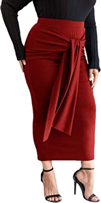 Red draped skirt polo neck outfit