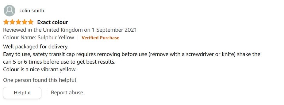 Selsil spray paint positive review from Amazon