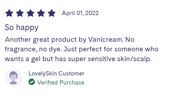 Vanicream Hair Styling Gel positive customer review