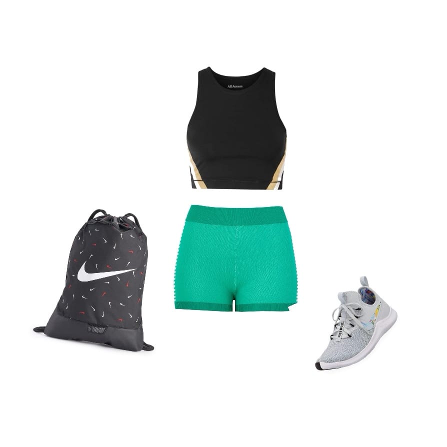 Crop top and shorts Pilates outfit idea