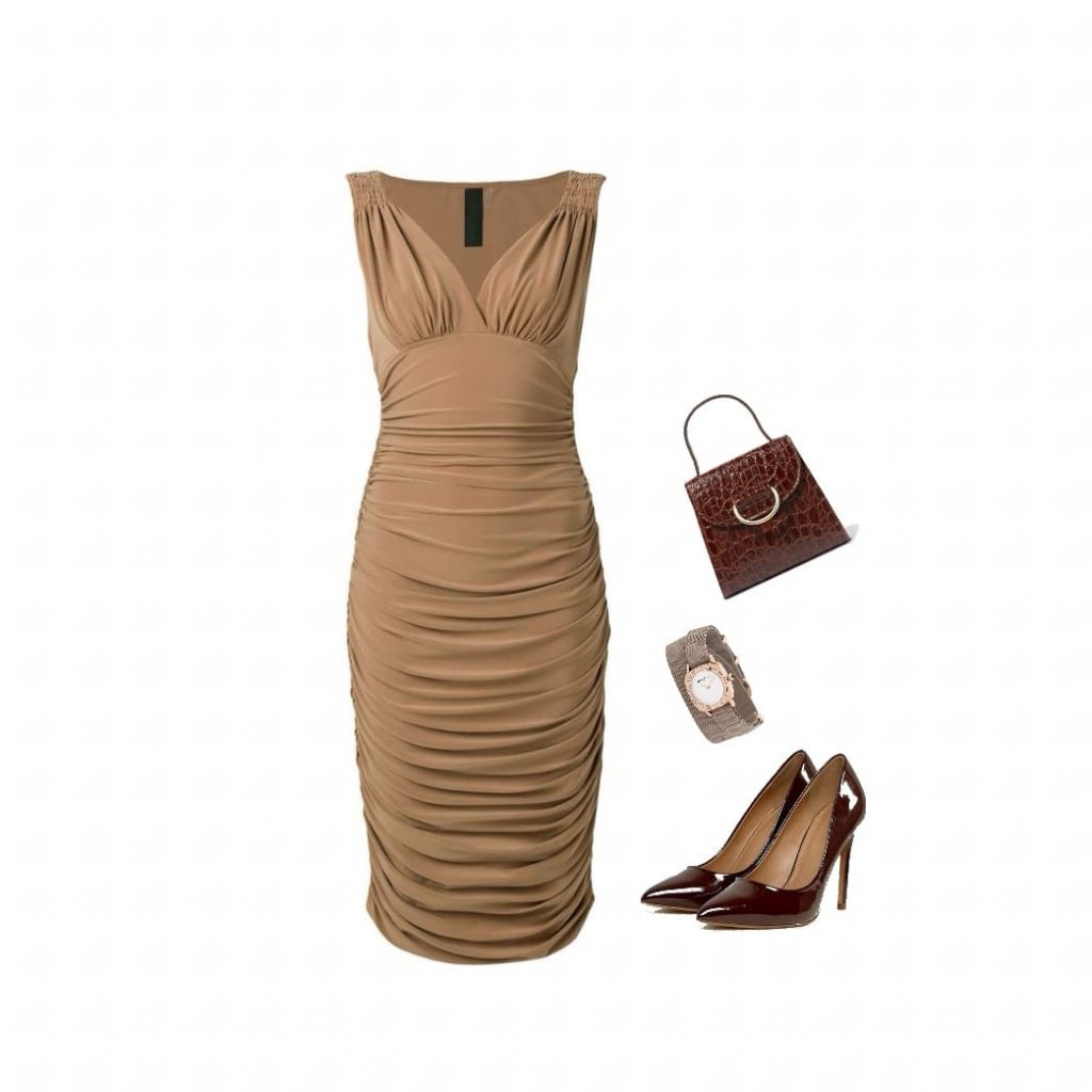 Bodycon dress with high-heel pumps outfit idea