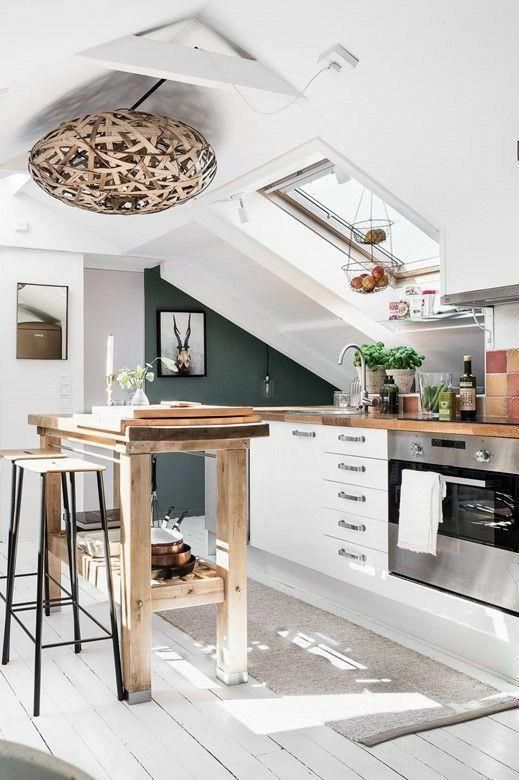 Low attic loft kitchen design idea