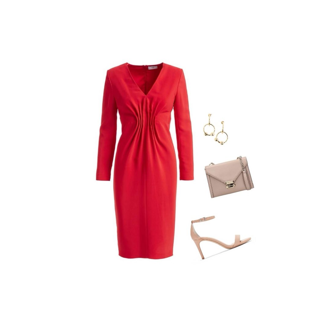 Red bodycon dress for apple-shaped figure outfit idea