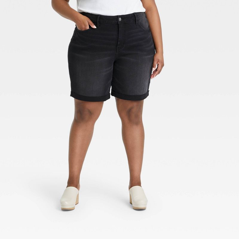High-rise mid-length plus-size denim shorts for big thighs Target