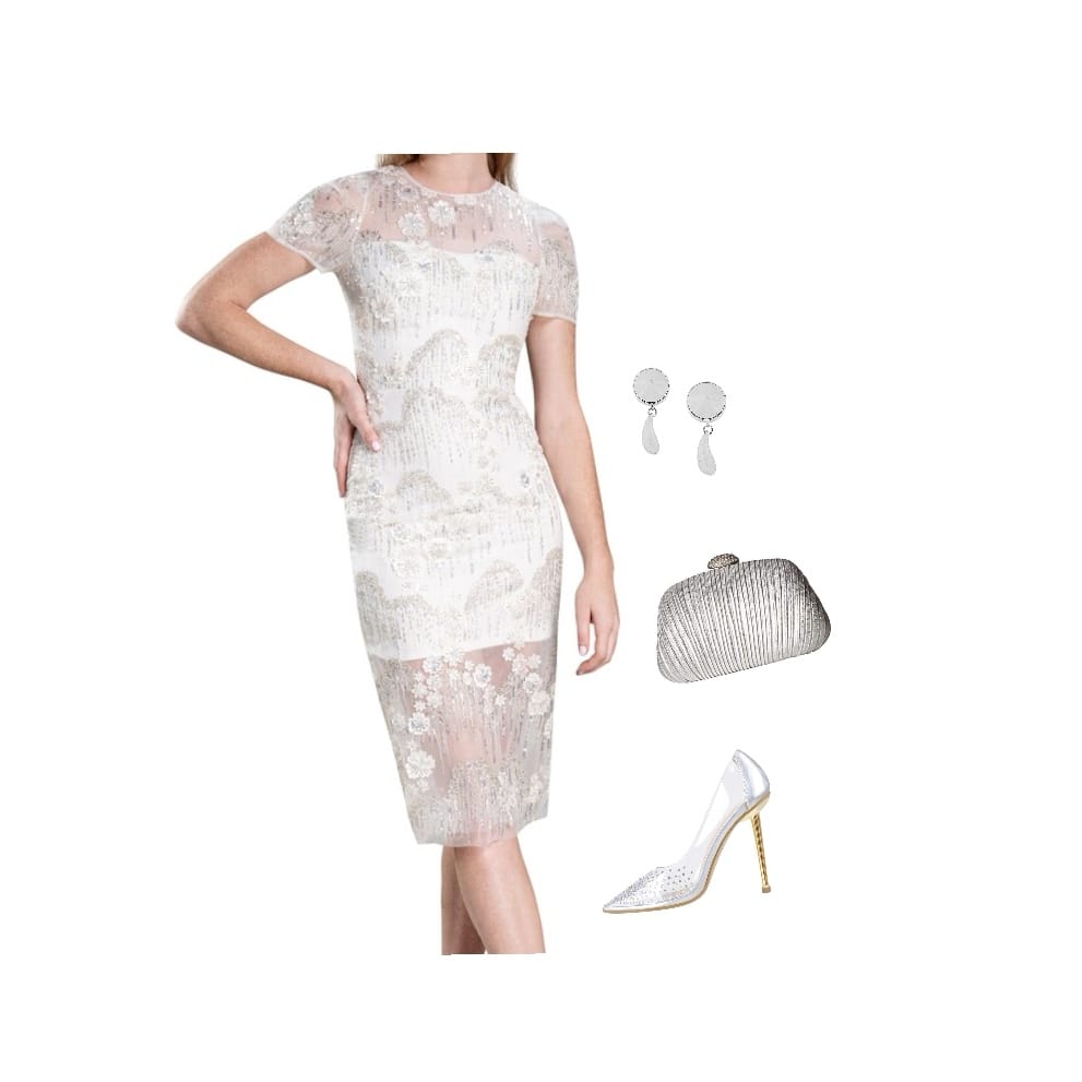 Lace bodycon dress wedding outfit idea