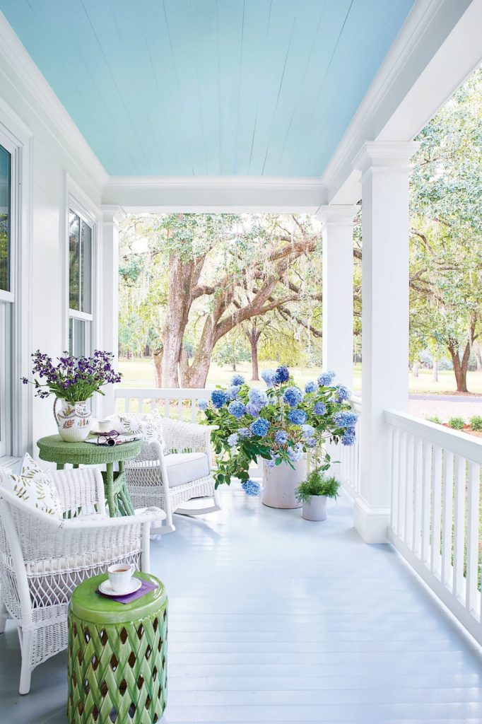 Pastel blue paint porch ceiling ideas