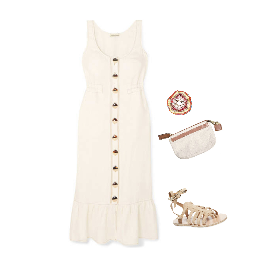 Linen dress sandals summer outfit for senior pictures