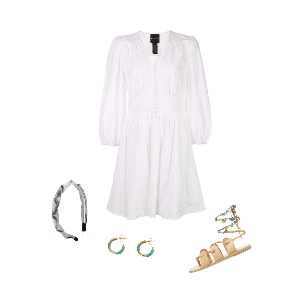 White A-line dress sandals and accessories to wear to senior pictures