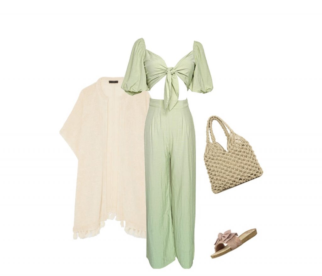 Linen two-piece outfit for summer travel