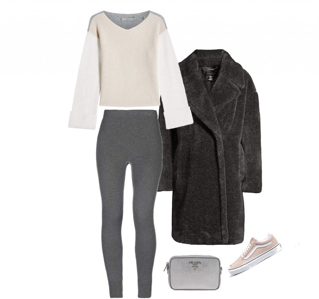 Sweater and leggings outfit for winter travel