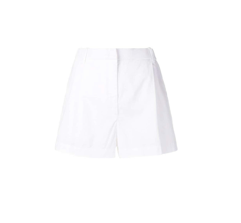 Fingertip-length white shorts to wear to a country club