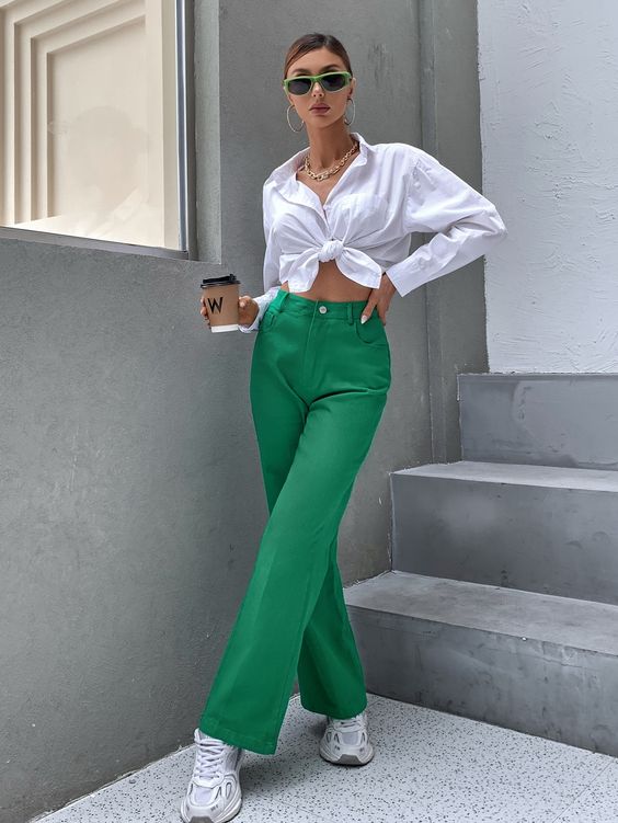 Spring Outfit with Bright Green Pants