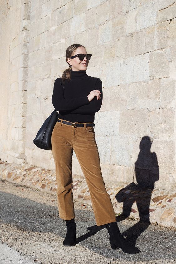 Ankle boots to style with brown corduroy pants