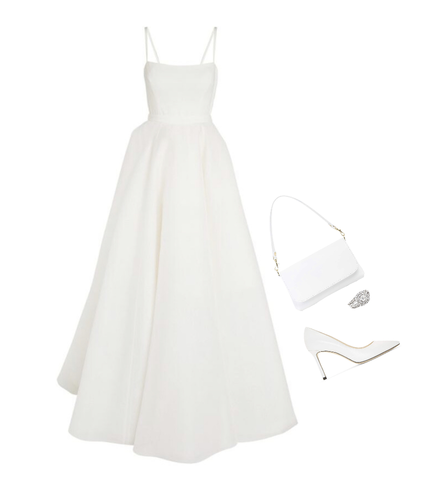 A-line wedding dress high heels wedding outfit idea