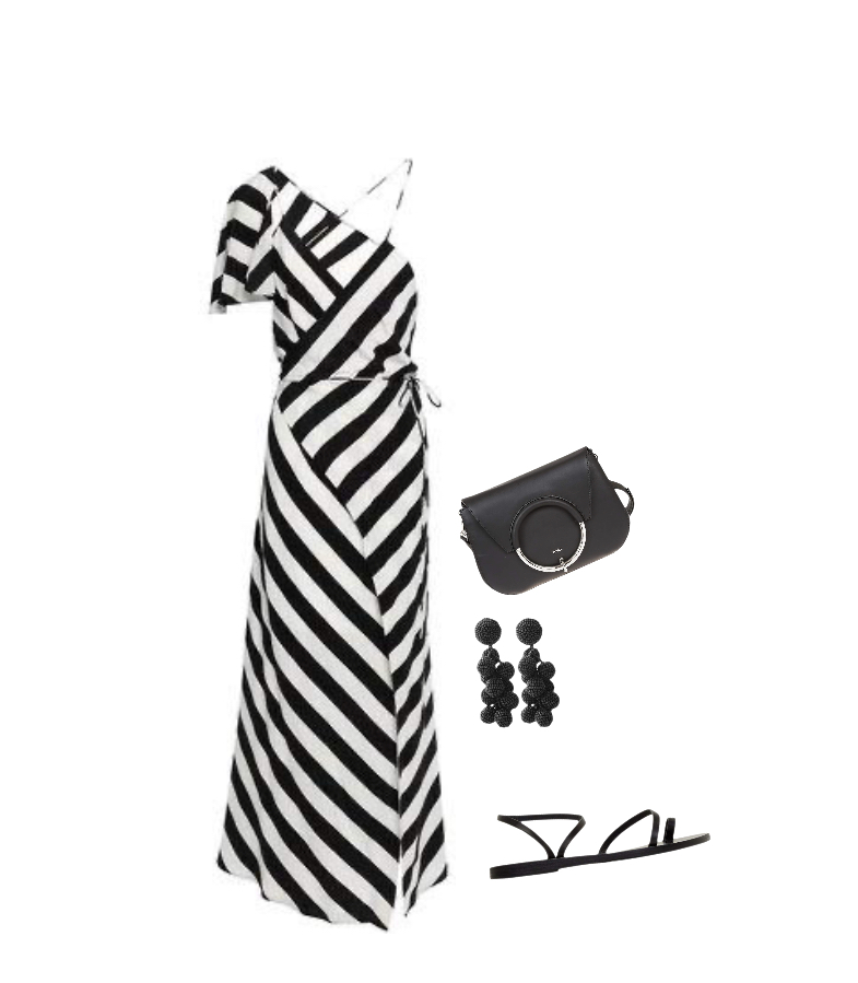 Striped maxi dress sandals summer outfit to wear to a winery