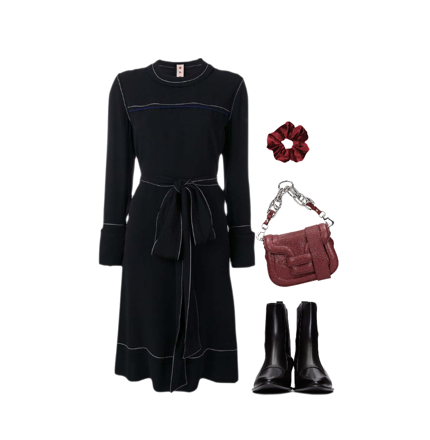 Black dress boots autumn outfit to wear to a winery
