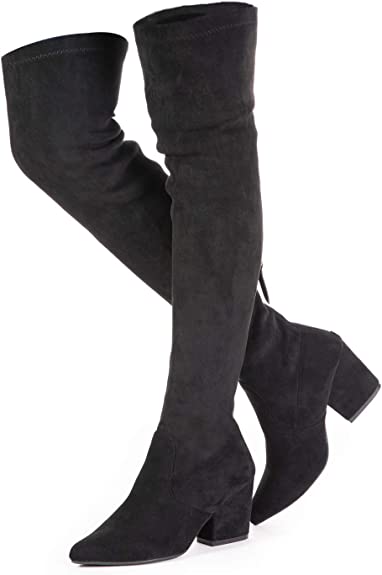 Thigh-high boots to wear with a sweater dress