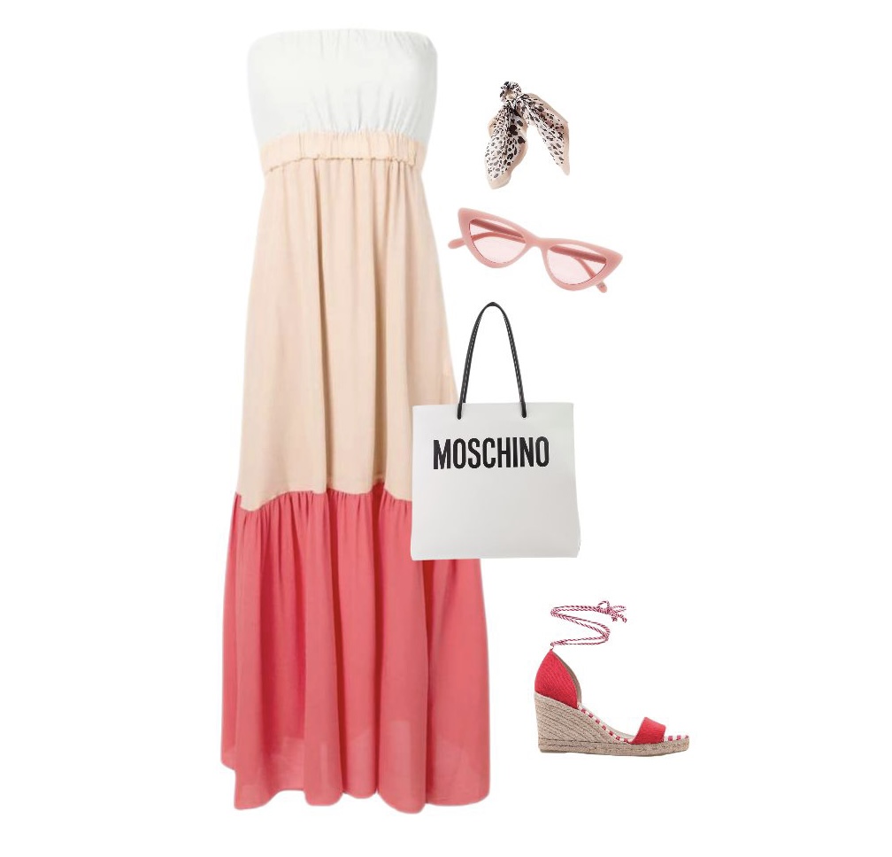 Pink maxi dress with wedges outfit idea