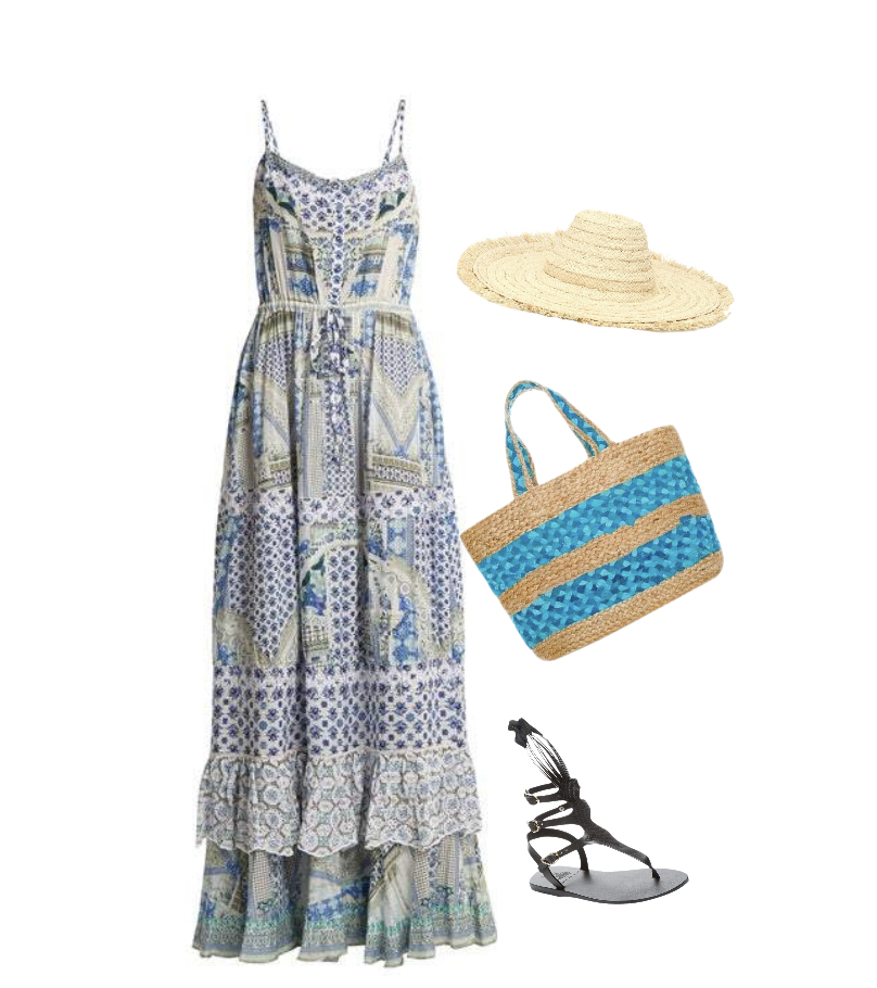 Patterned dress sandals shoes to wear with a maxi dress