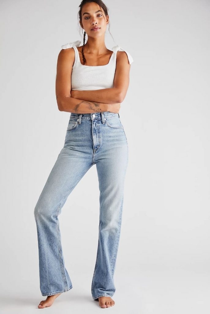 AGOLDE Vintage Hi-Rise Flare Jeans for the rectangle shape