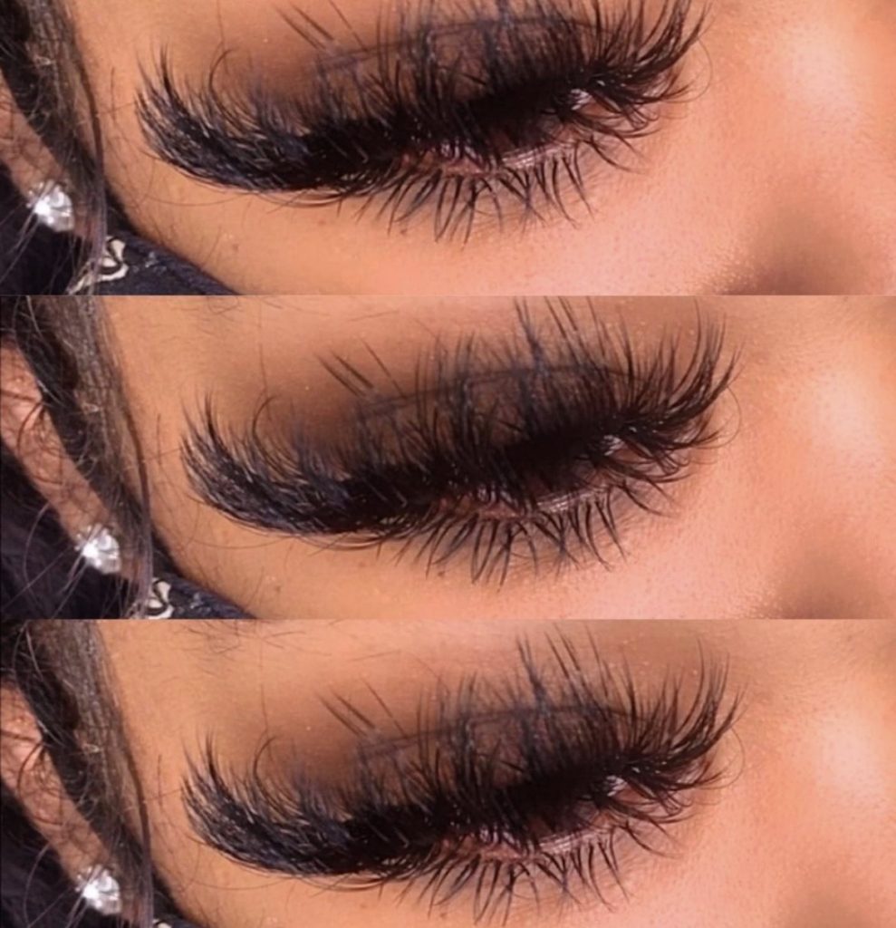 Unbrushed extensiosn difficult to separate bad lash extensions example