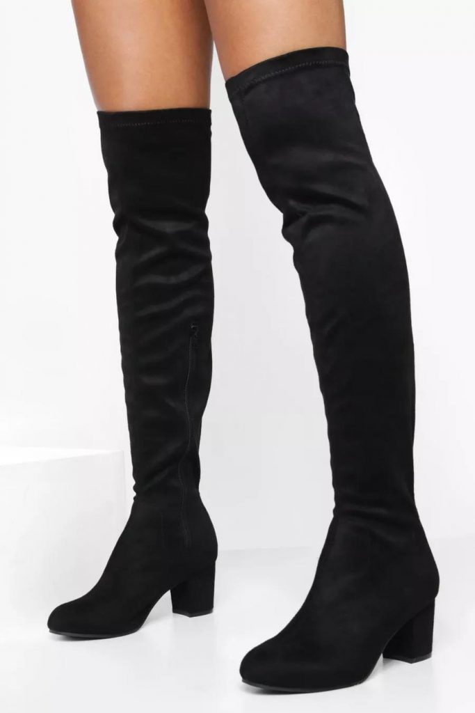 Boohoo knee-high boots shoes to wear with leather pants
