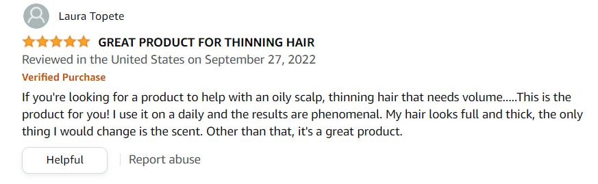 Ambiance Dry Shampoo positive customer review