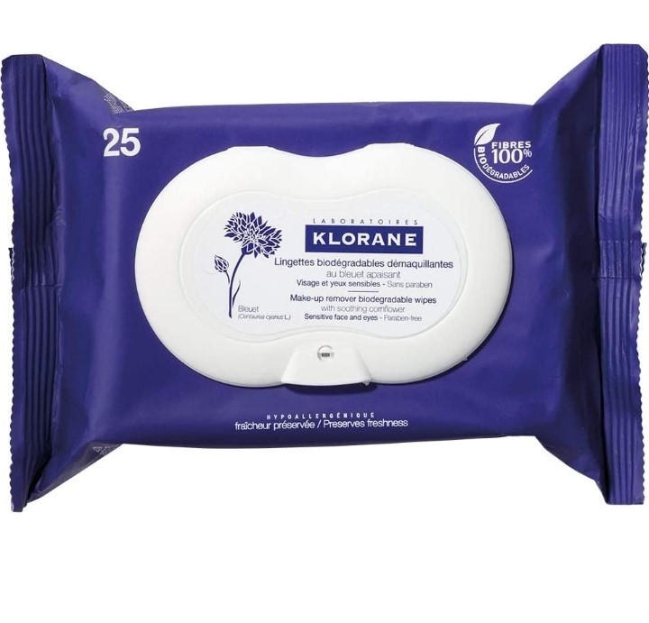 Makeup Remover Biodegradable Wipes with Soothing Cornflower