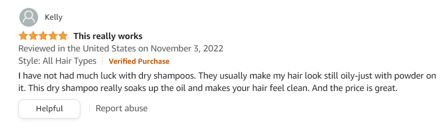 ACURE Dry Shampoo positive customer review