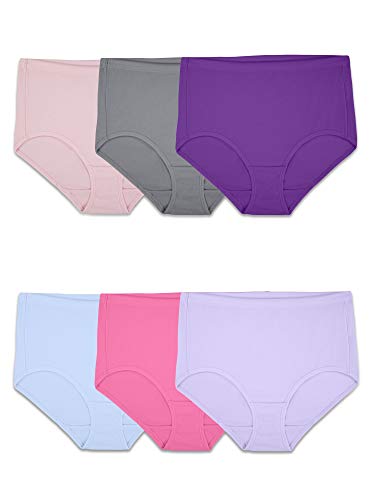 Fruit of the Loom Women's Underwear Breathable Panties (Regular & Plus Size), Brief - Cotton Mesh - 6 Pack, 10