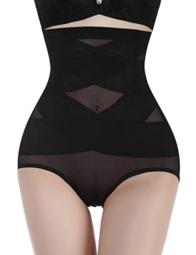 Nebility Women Butt Lifter Shapewear Hi-Waist Double Tummy Control Panty Waist Trainer Body Shaper (M, Black)