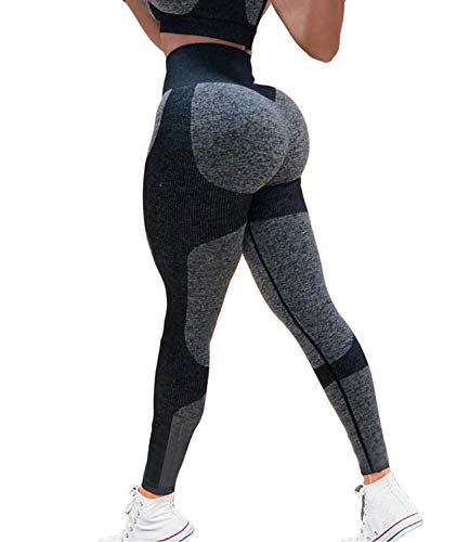 KIWI RATA Women's High Waist Active Seamless Compression Fitness Leggings Running Workout Slim Butt Lift Yoga Pants (#1 Heart Booty Black, Small)